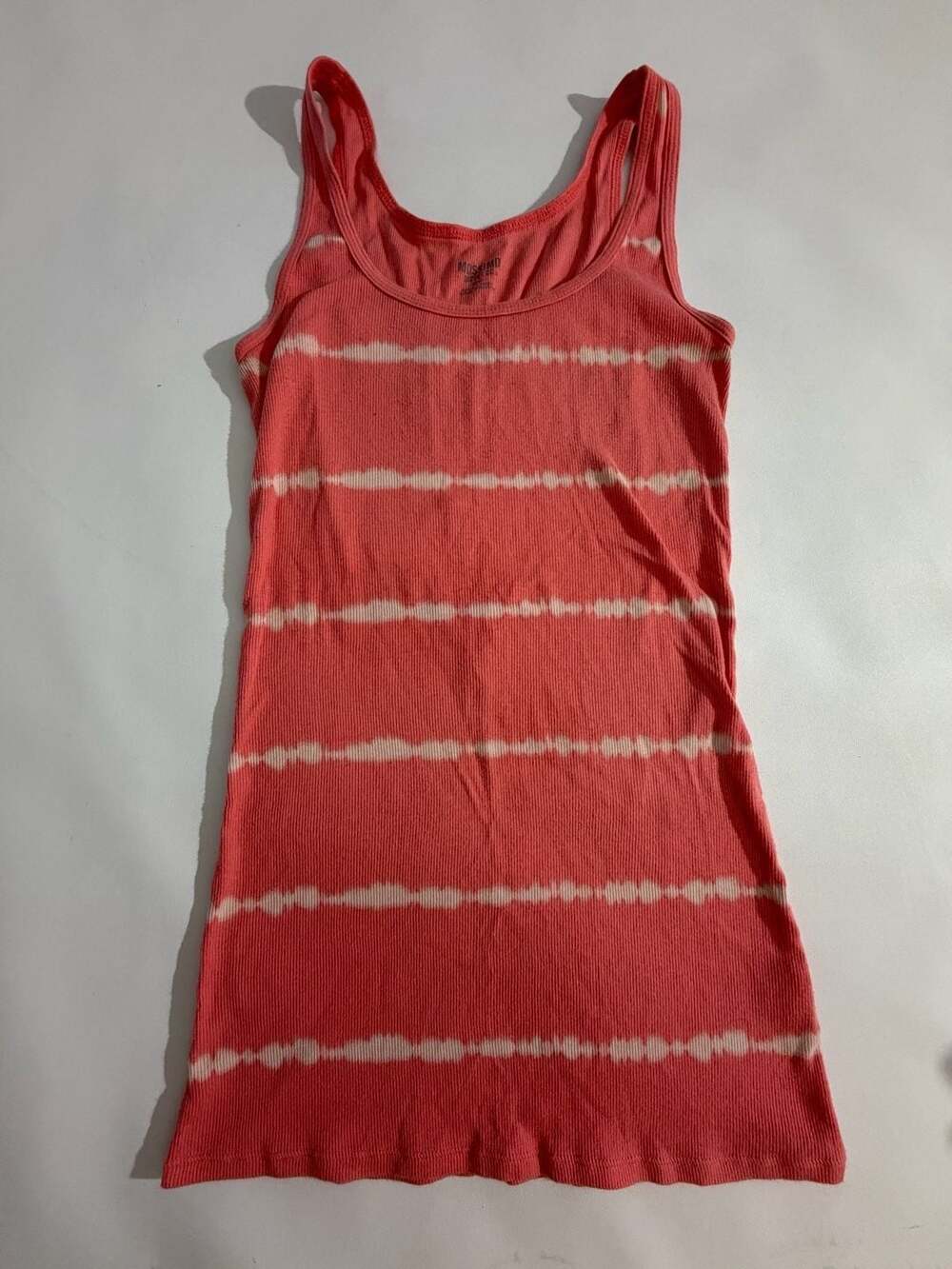 Mossimo Coral Tie Dye Striped Ribbed Tank Top Scoop Neck Womens M